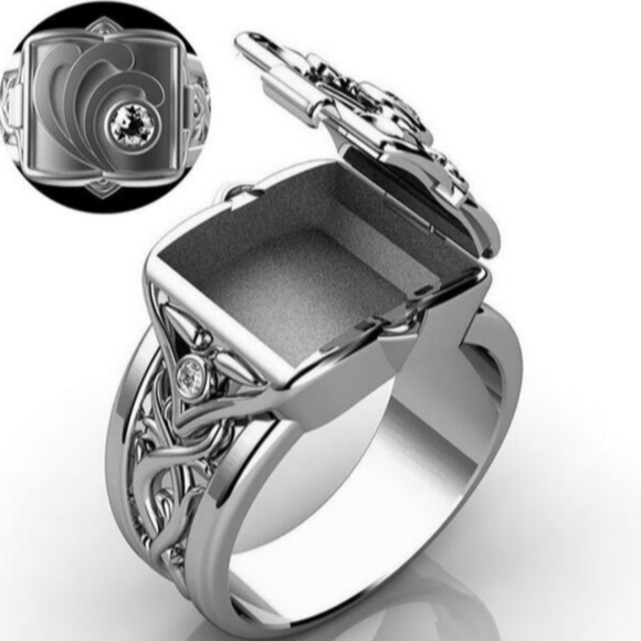 Shadescloset Boutique Jewelry - Unisex Coffin Ring Memorial Viking Silver 6